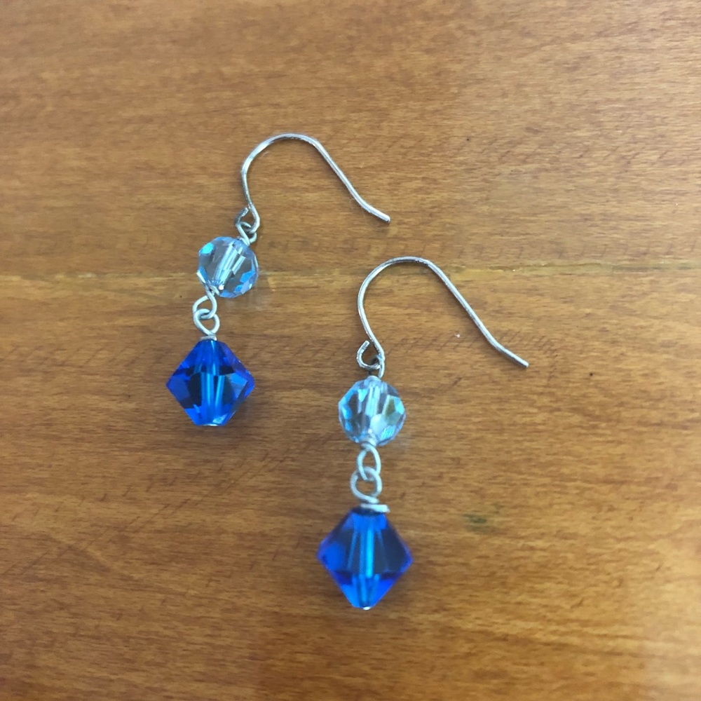 Blue glass bead earrings!